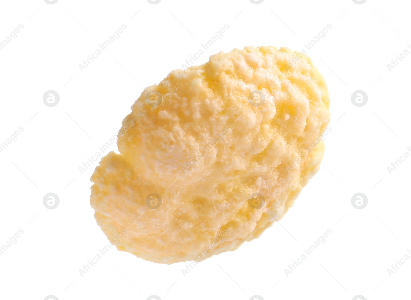 Photo of Crispy cornflake on white background. Healthy breakfast