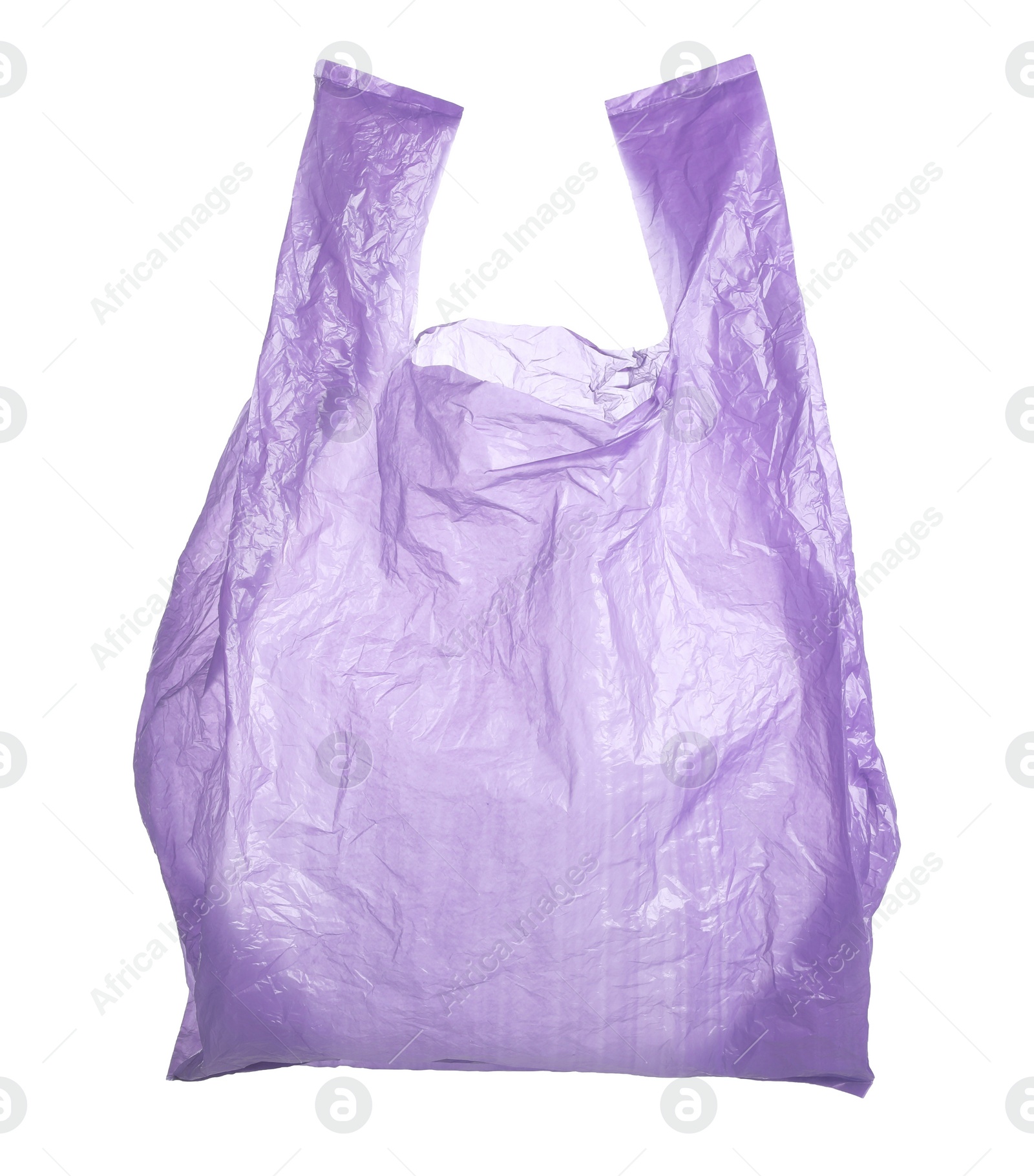One purple plastic bag isolated on white Photo of One purple plastic bag isolated on white