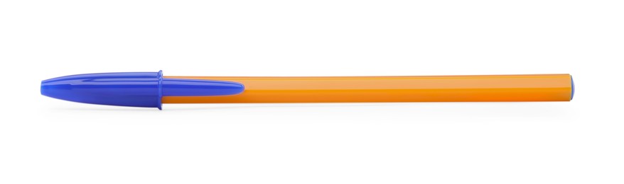 New orange plastic pen isolated on white