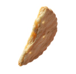Photo of Piece of tasty cracker isolated on white