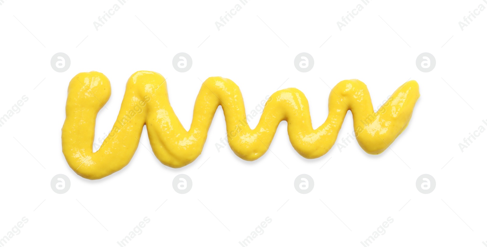 Smear of tasty mustard isolated on white, top view Photo of Smear of tasty mustard isolated on white, top view