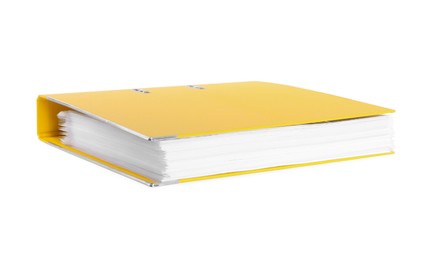 One yellow office folder isolated on white