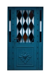 Beautiful stylish wooden door isolated on white