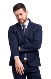 Handsome bearded businessman in suit on white background