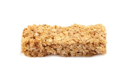 Photo of One tasty granola bar isolated on white