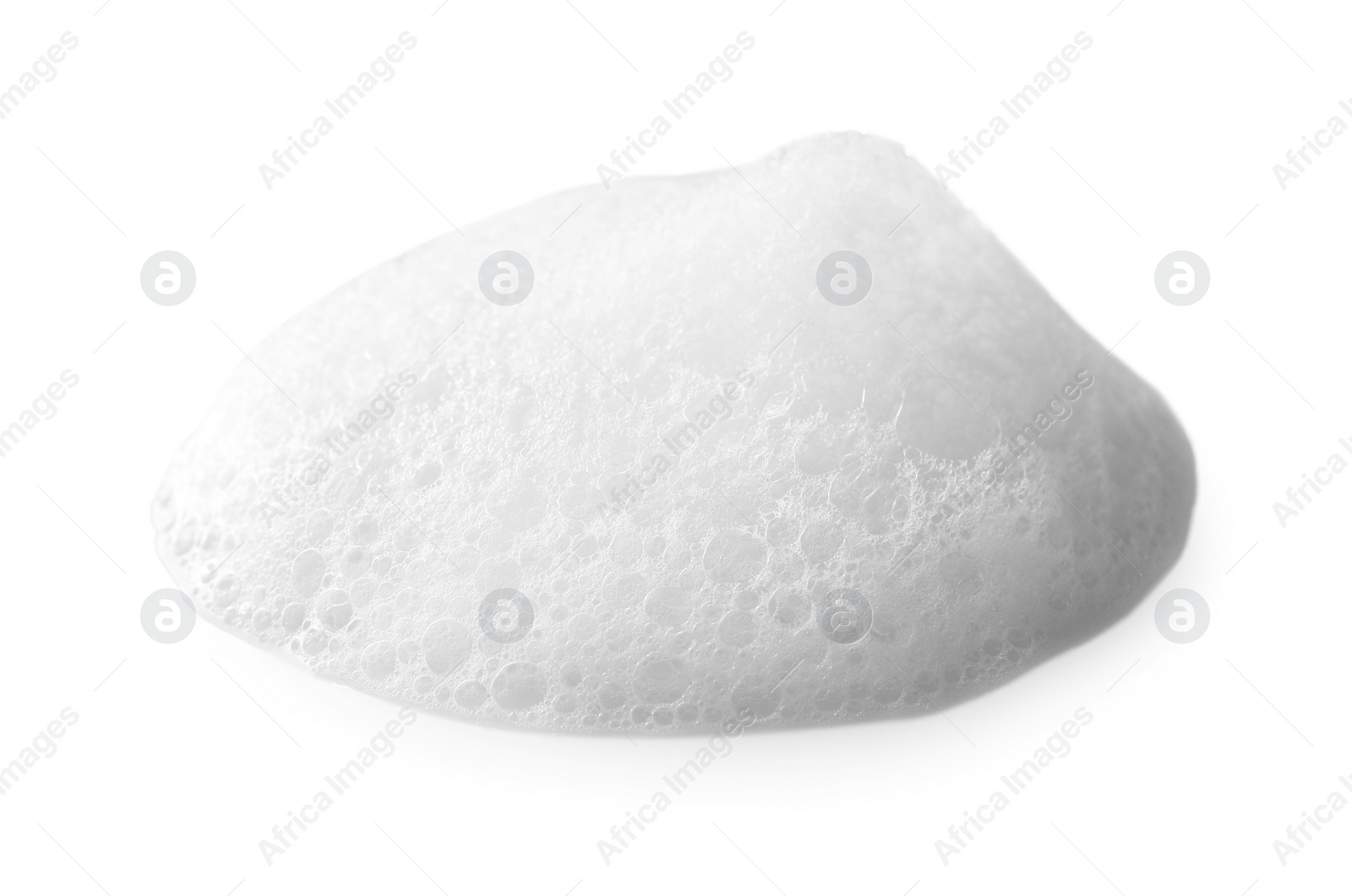 Photo of Drop of fluffy soap foam isolated on white