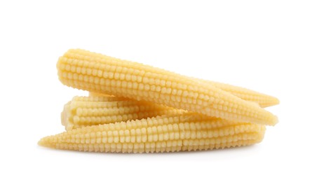 Photo of Fresh baby corn cobs on white background