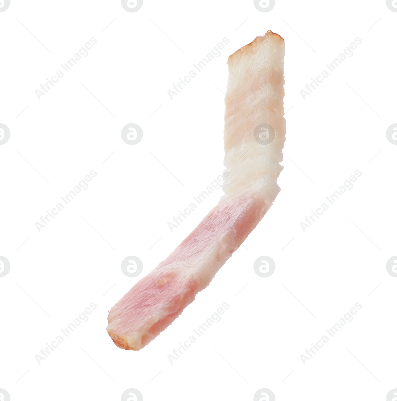 Photo of Cut fresh tasty bacon on white background