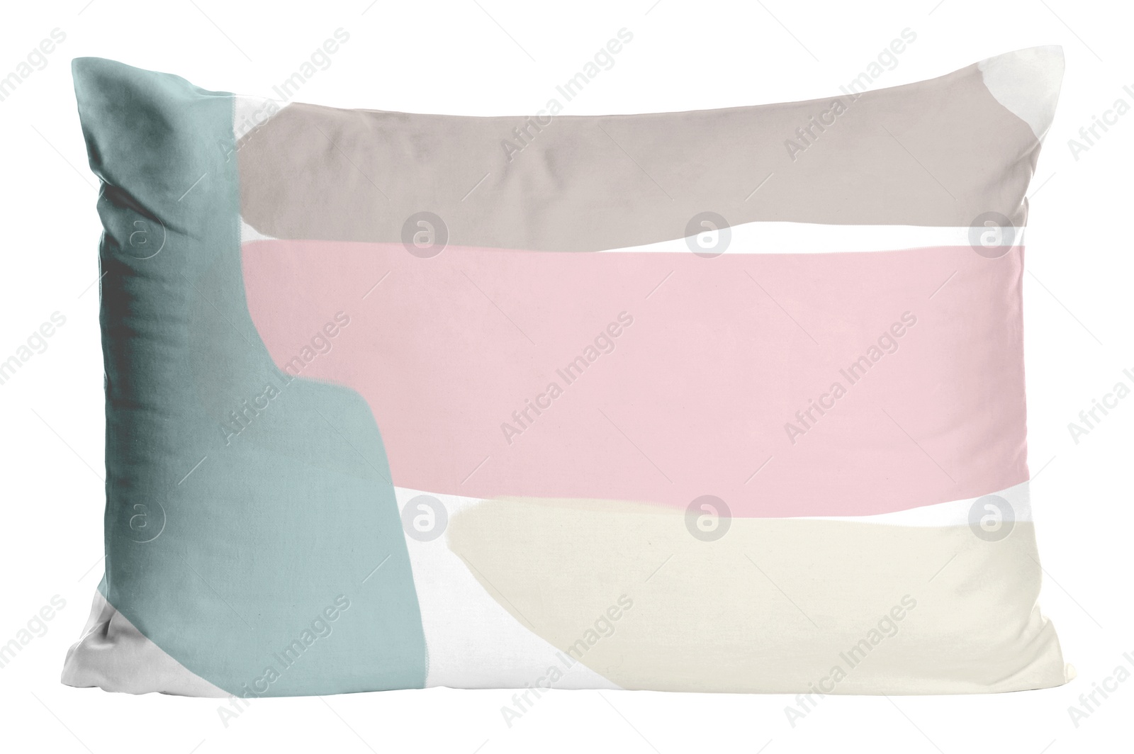 Image of Soft pillow with stylish abstract print isolated on white