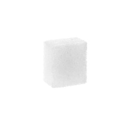 One refined sugar cube isolated on white