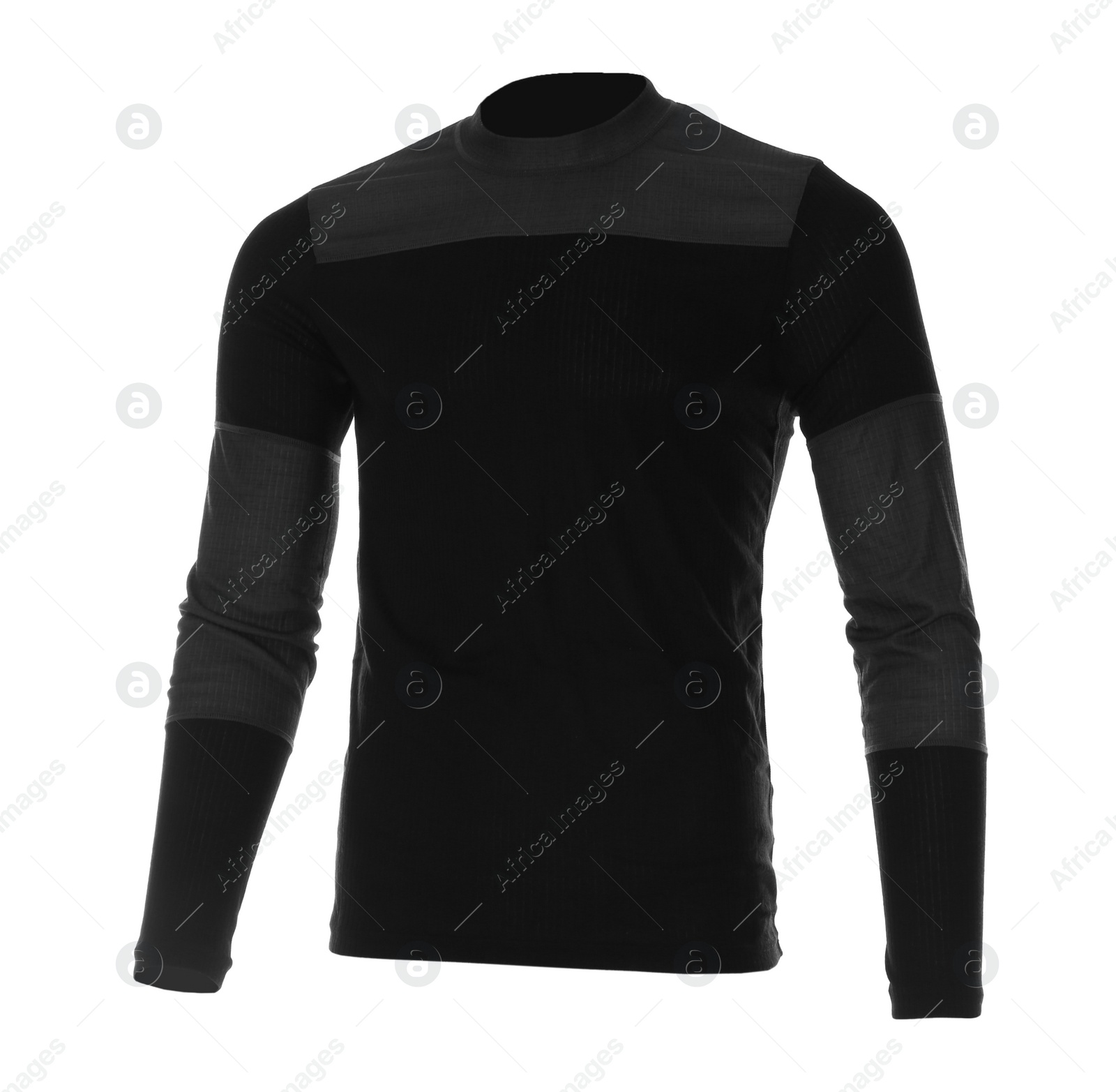 Photo of Thermal underwear long sleeve shirt isolated on white. Winter sport clothes