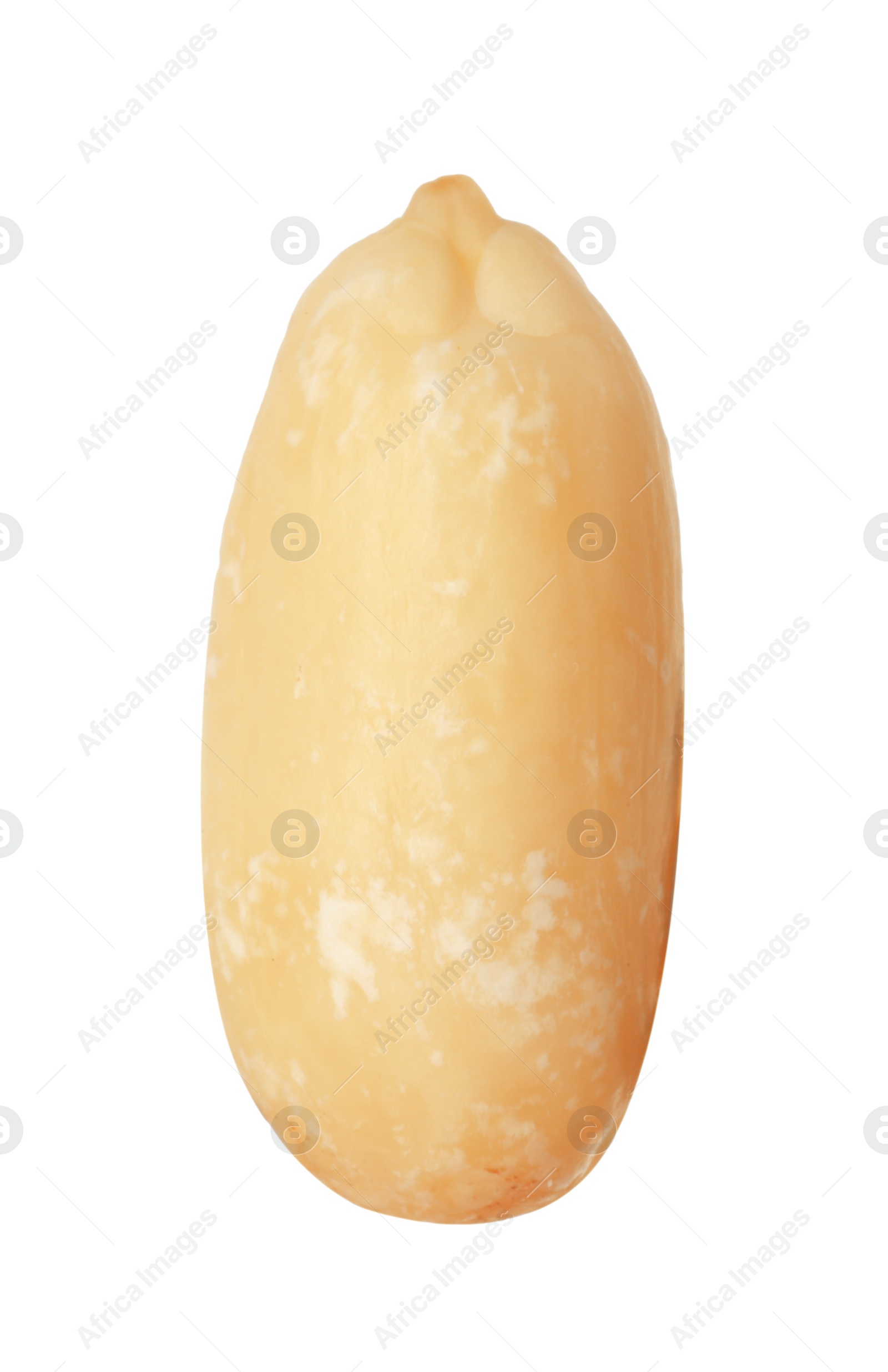 Photo of One fresh peeled peanut isolated on white