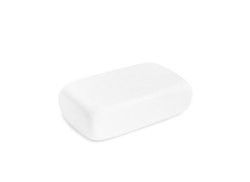 New eraser isolated on white. School stationery