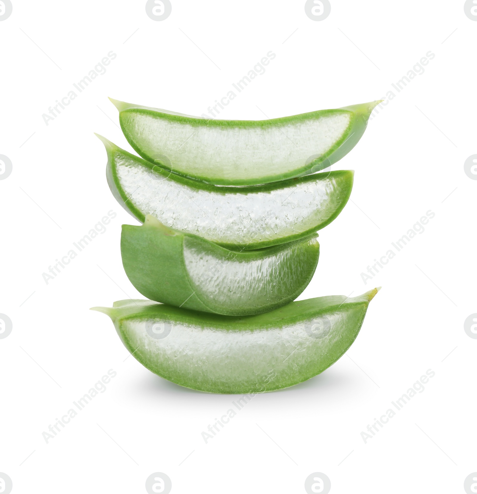 Photo of Sliced fresh aloe vera isolated on white