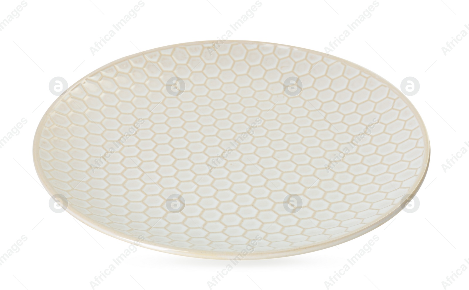 Photo of One beautiful ceramic plate isolated on white