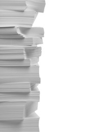 Stack of paper sheets on white background