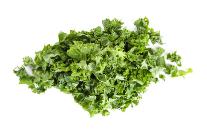 Photo of Fresh green kale leaves isolated on white