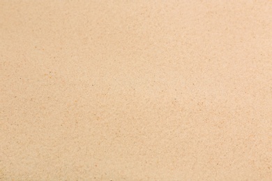 Photo of Dry sand on beach as background, closeup