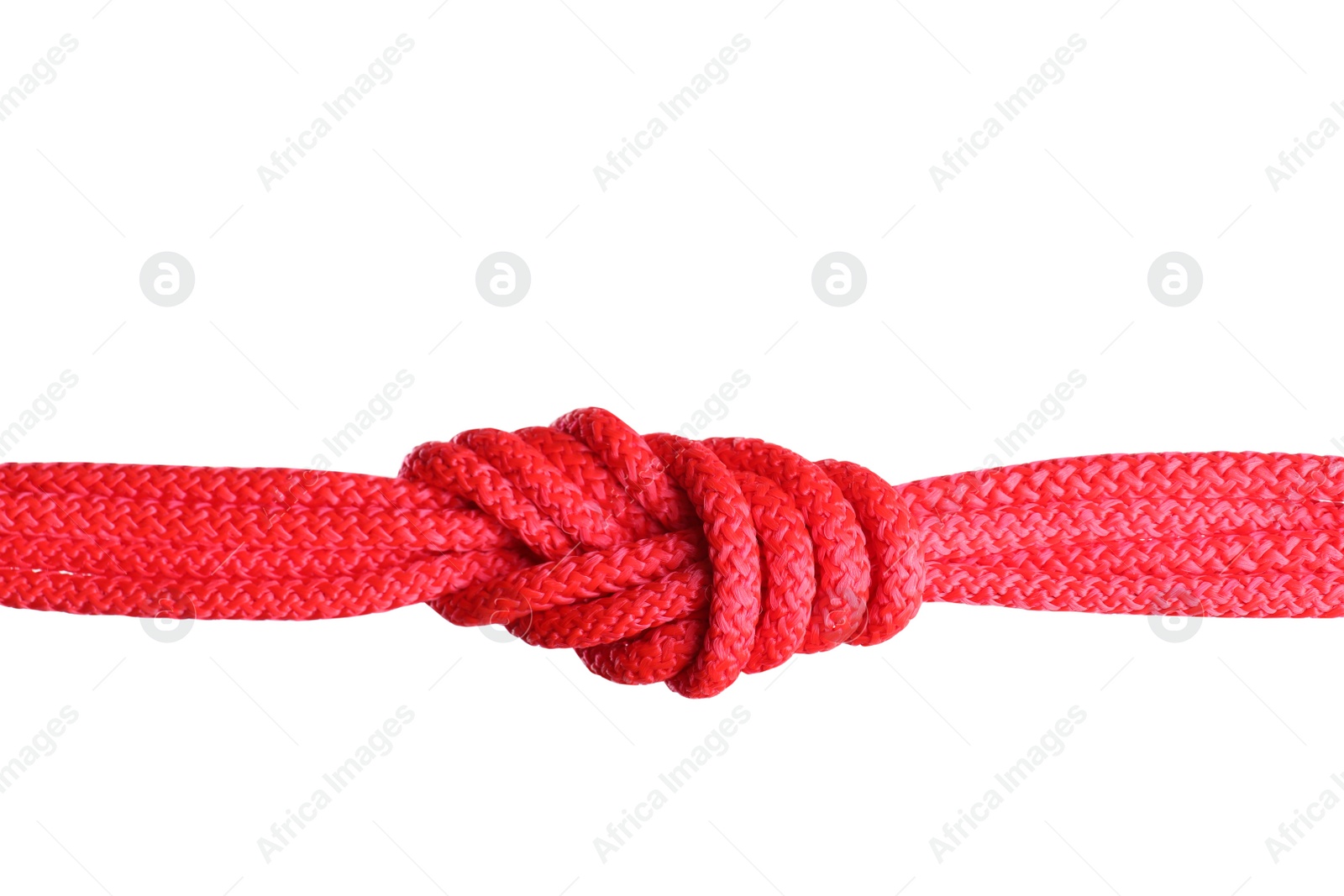 Photo of Color ropes with knot on white background