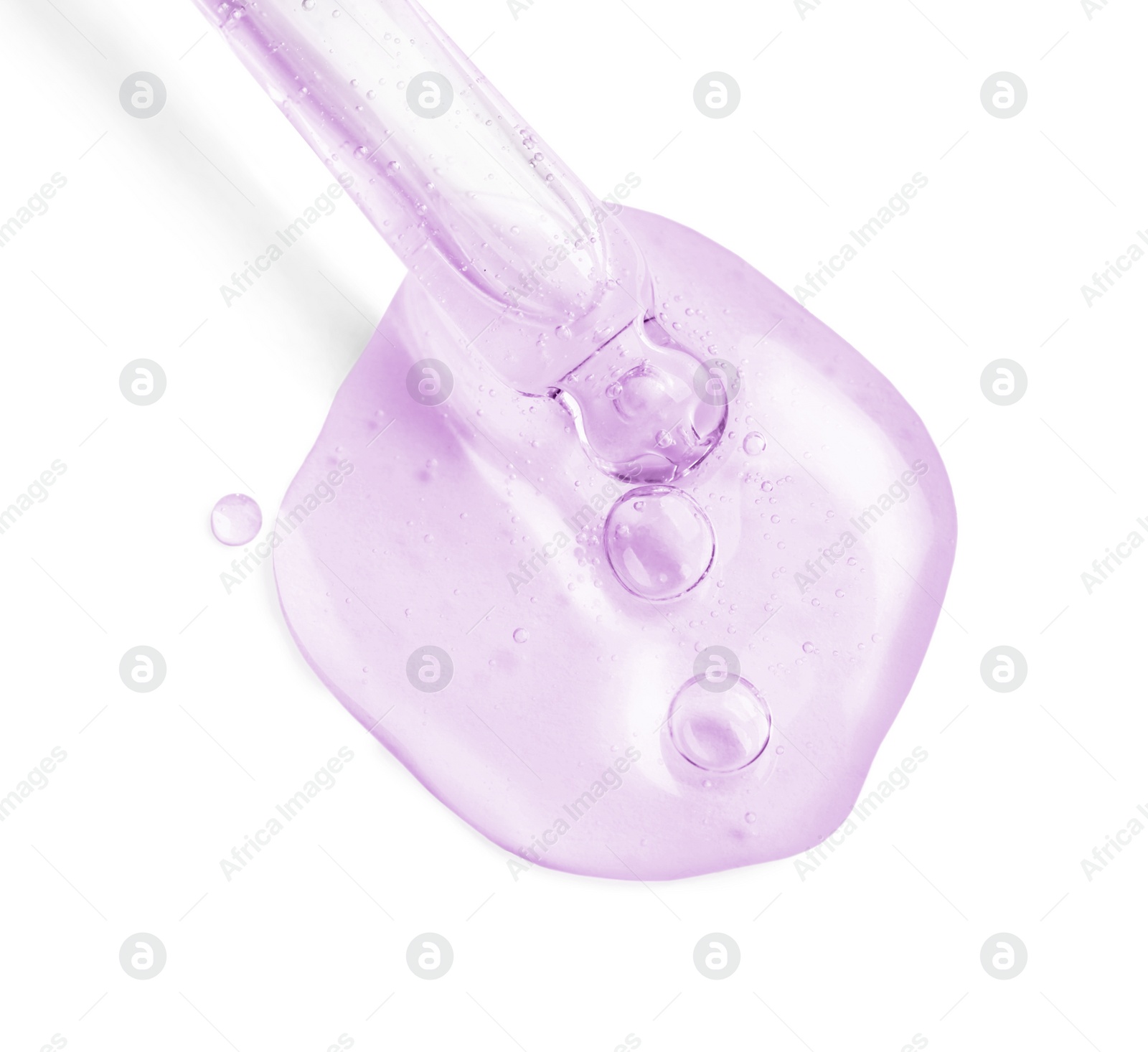 Image of Dropper with serum on white background, top view. Skin care product