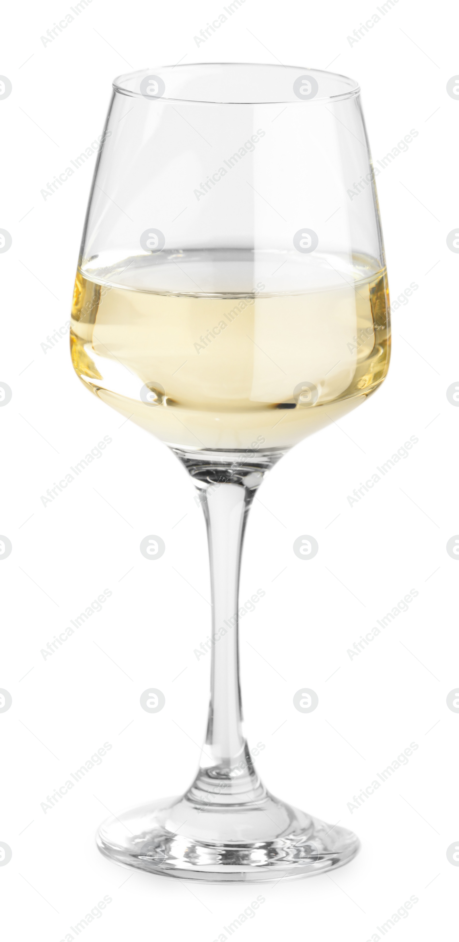 Photo of Tasty wine in glass isolated on white