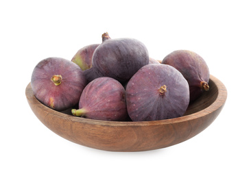 Photo of Whole tasty fresh figs isolated on white