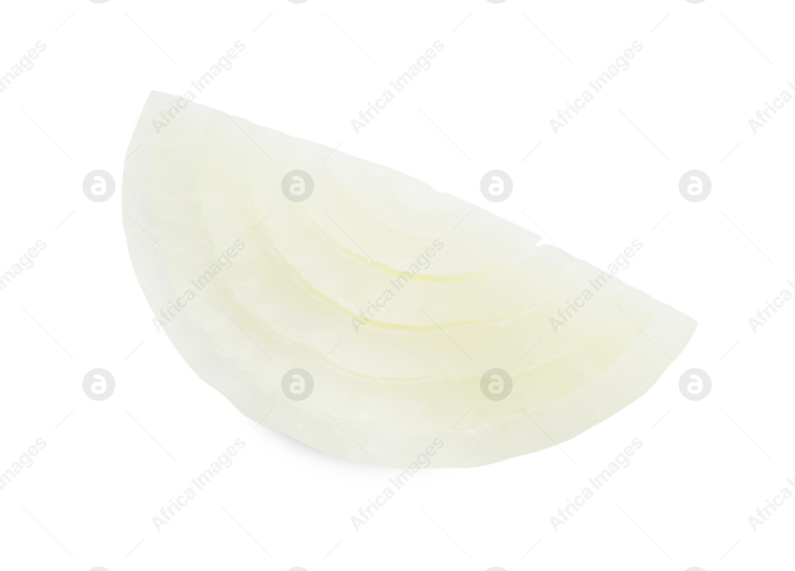 Photo of Piece of fresh ripe onion on white background