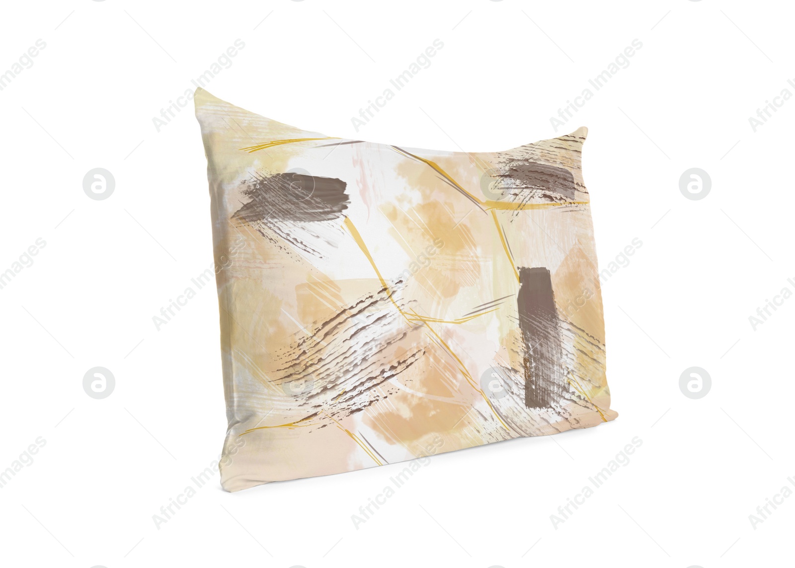 Image of Soft pillow with stylish abstract print isolated on white