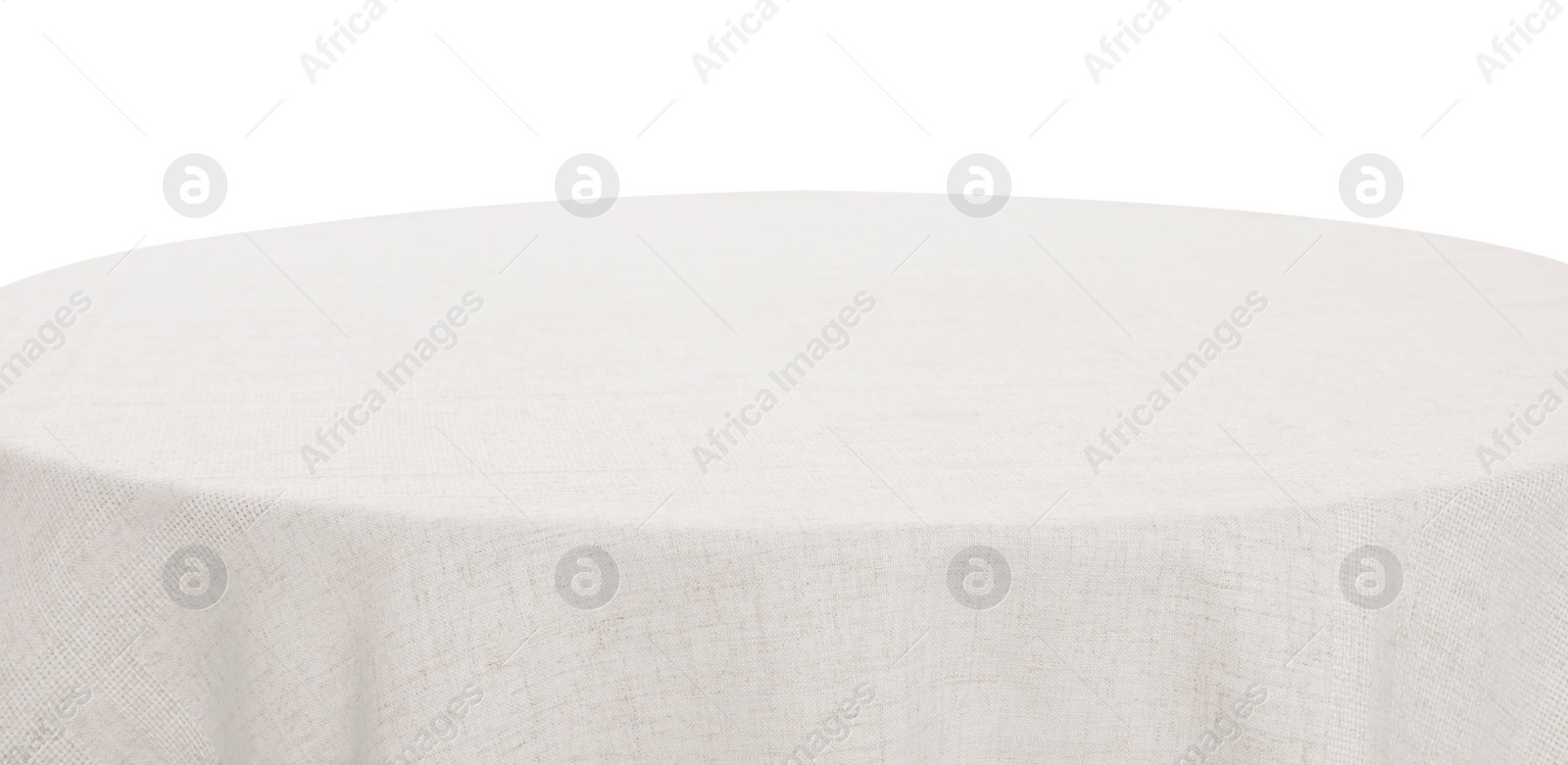 Photo of Table with white tablecloth isolated on white