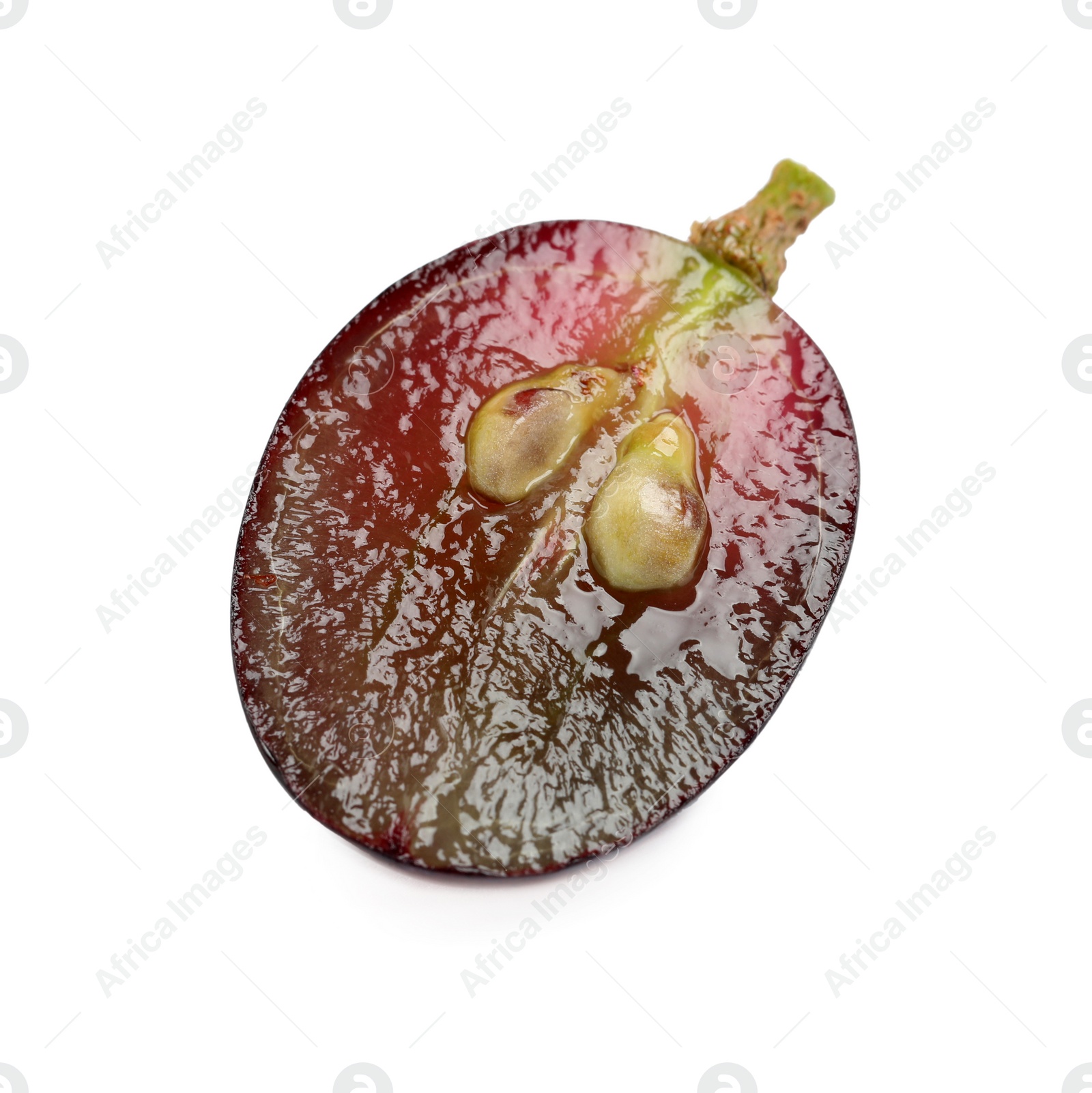 Photo of Half of delicious ripe purple grape isolated on white