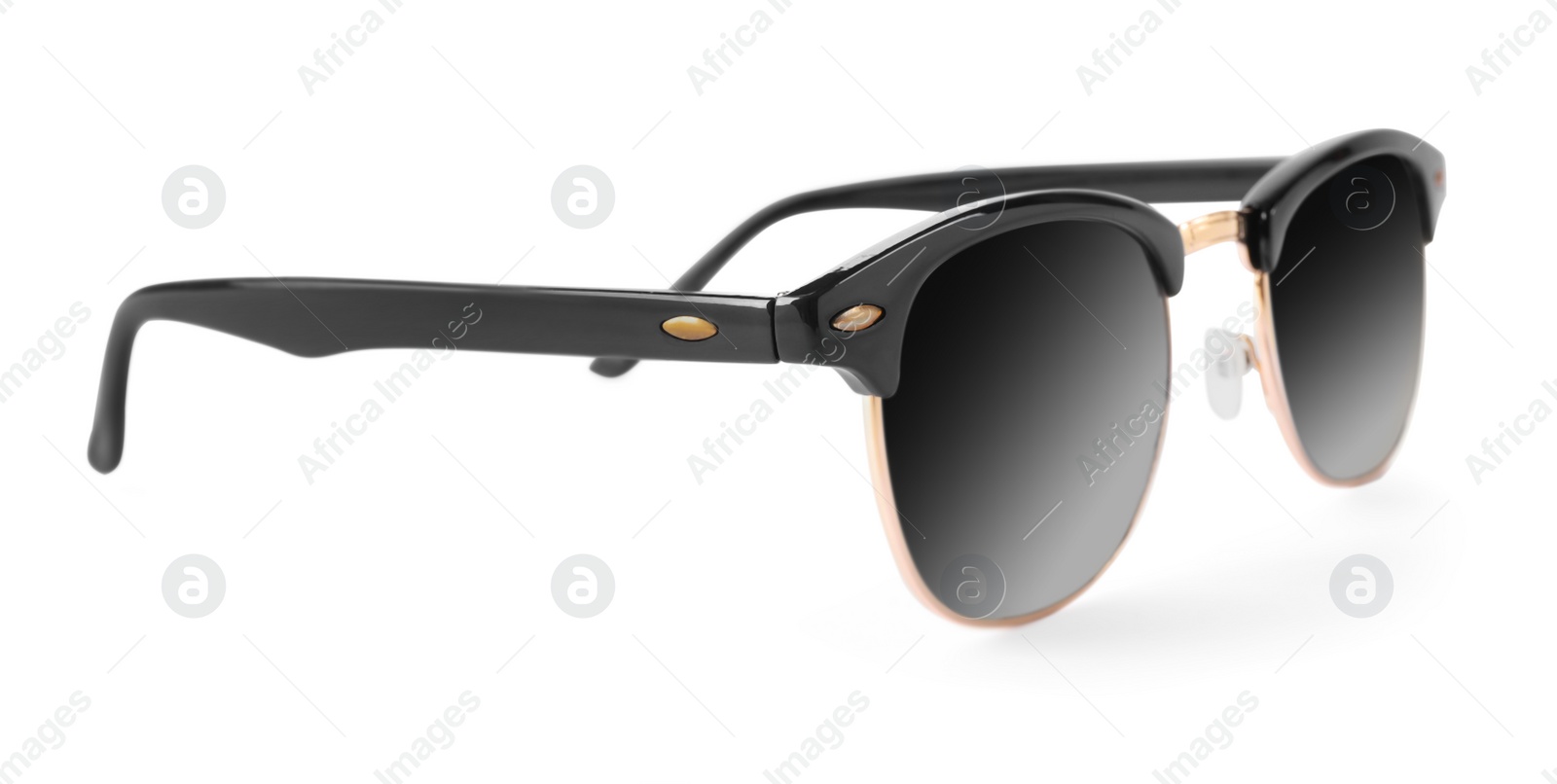 Photo of Stylish sunglasses isolated on white. Fashion accessory