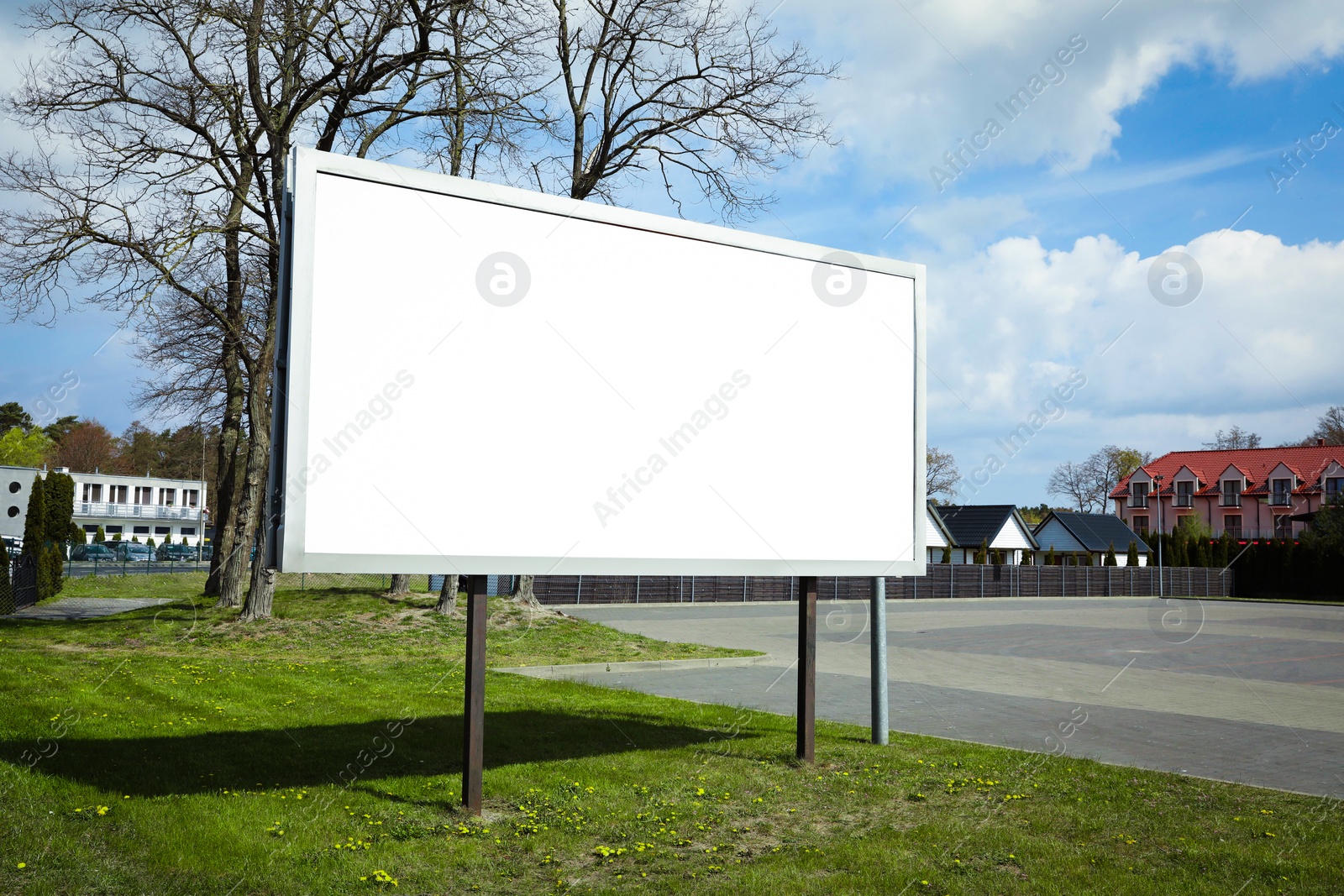 Image of Empty signboard in city. Mock-up for design