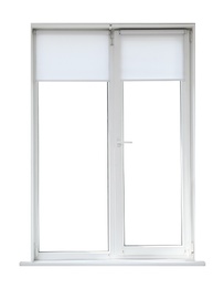 Modern closed plastic window on white background