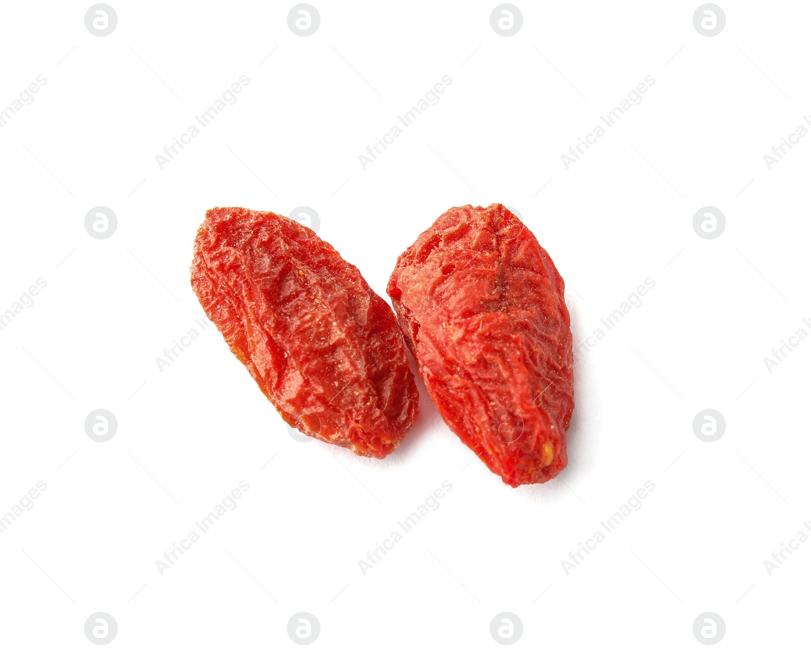 Photo of Tasty dried goji berries isolated on white