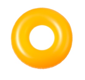 Bright inflatable ring on white background. Summer holidays