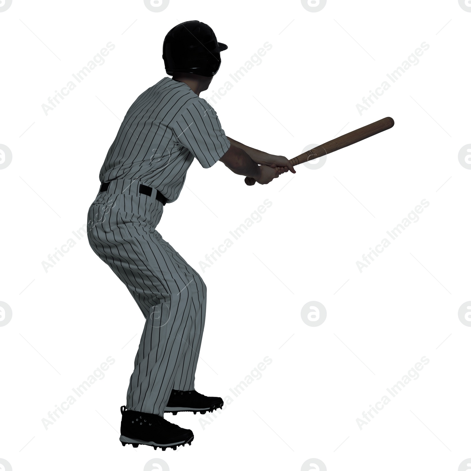 Image of Silhouette of baseball player on white background