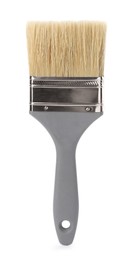 Photo of One paint brush with gray handle isolated on white