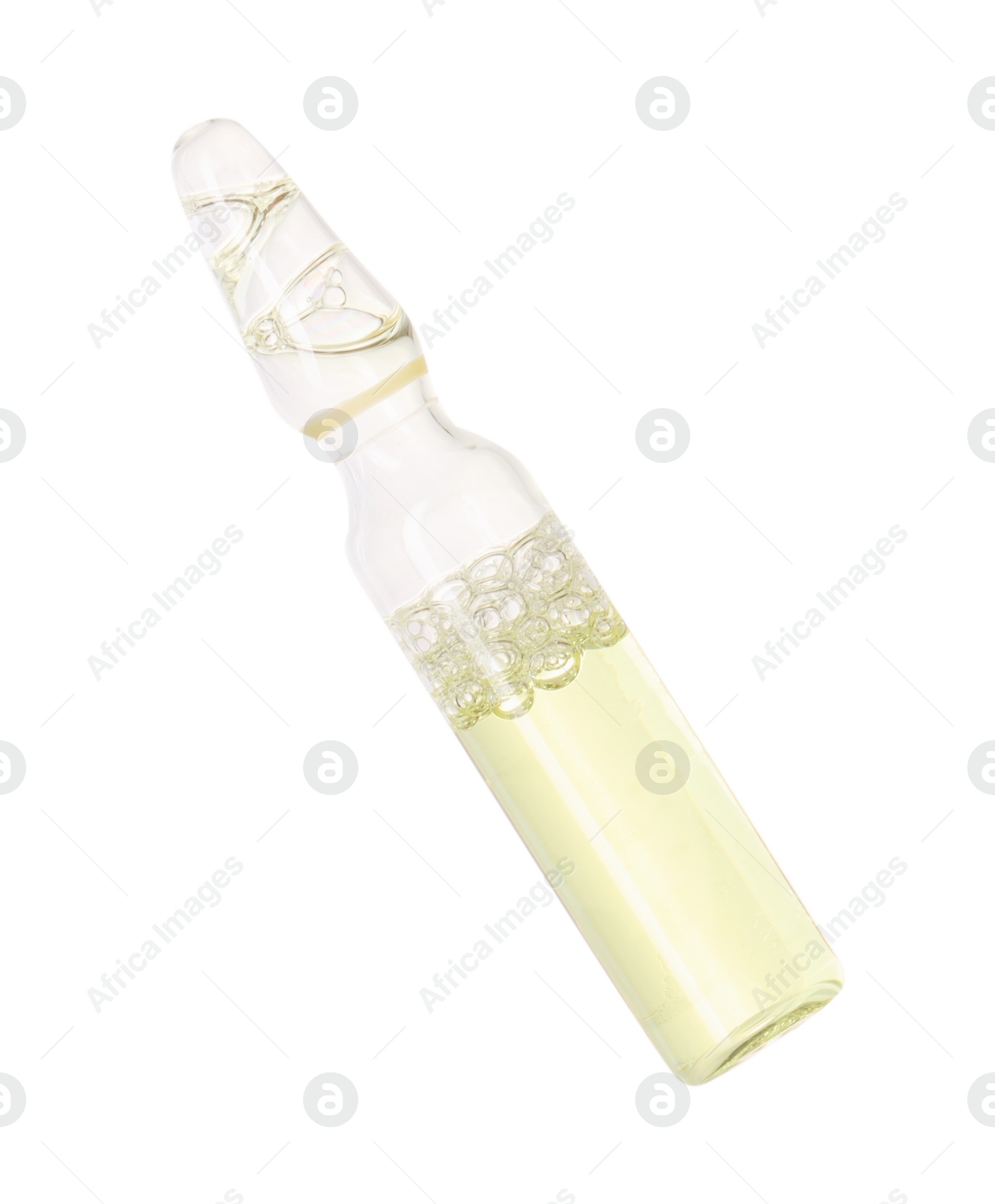 Photo of Glass ampoule with liquid isolated on white