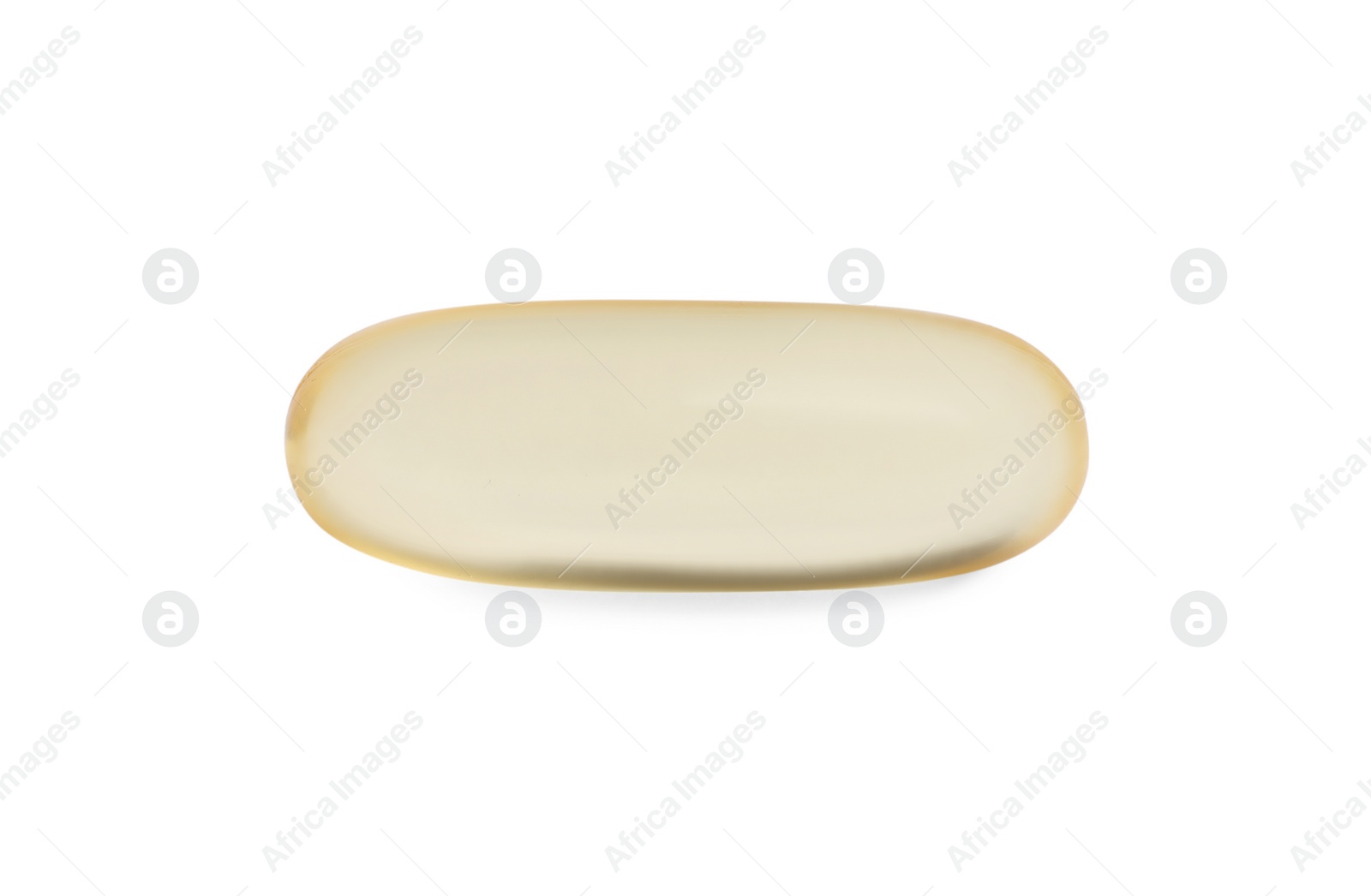 Photo of One pill on white background. Medicinal treatment