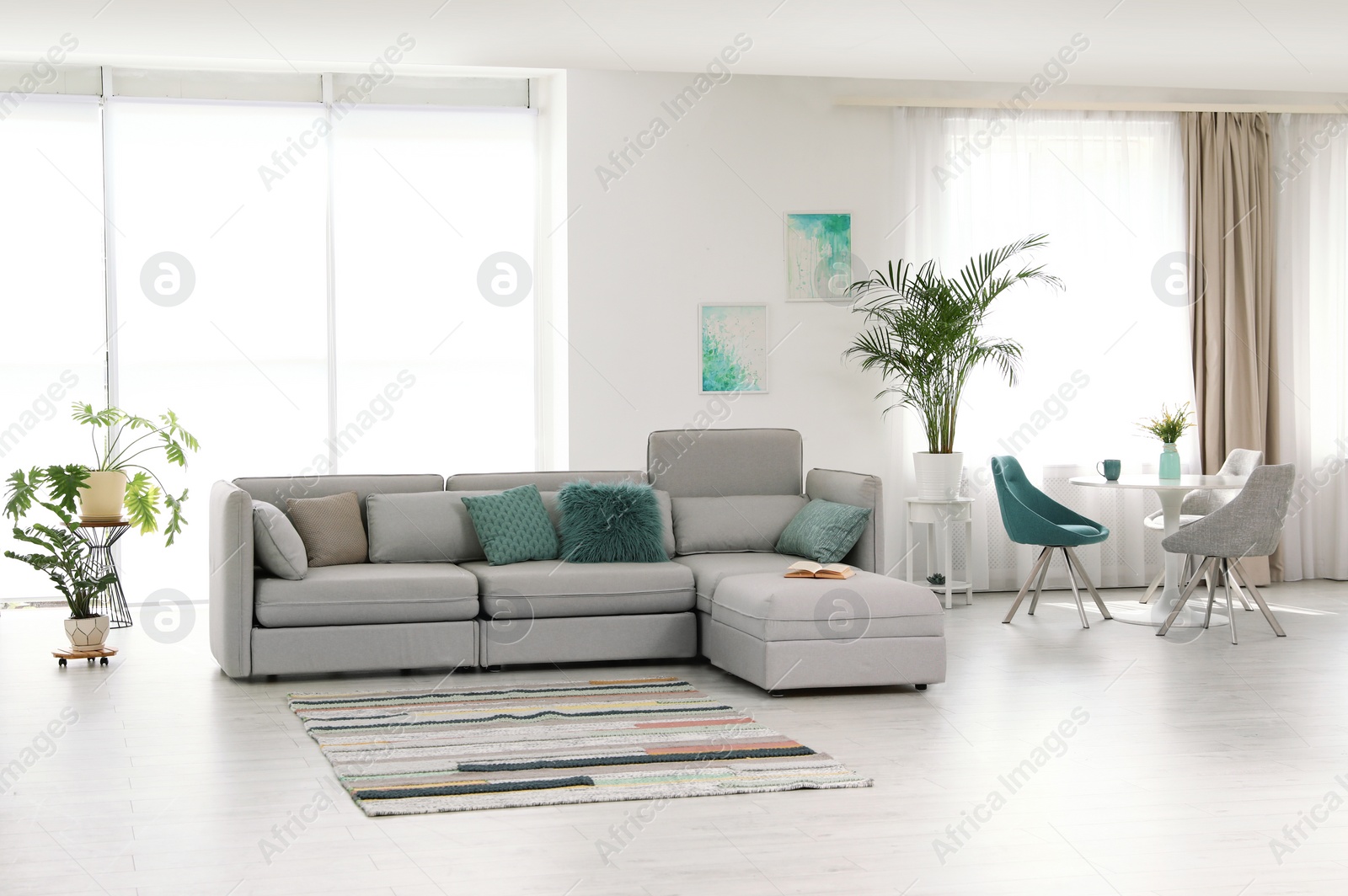 Photo of Modern living room interior with comfortable sofa