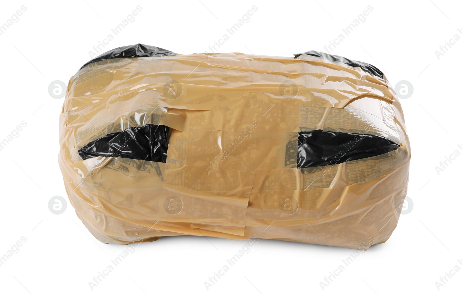 Photo of Package with narcotics isolated on white. Drug addiction