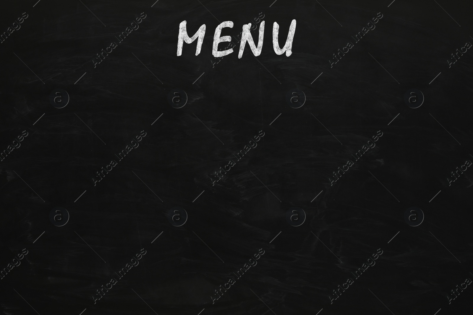 Image of Black chalkboard with word Menu as background. Mockup for design