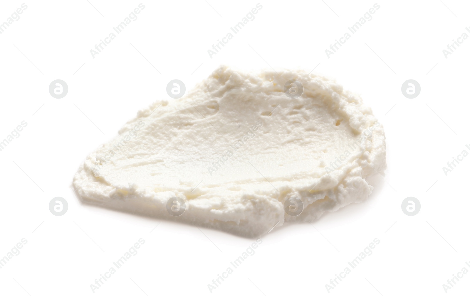 Photo of Smear of tasty cream cheese on white background