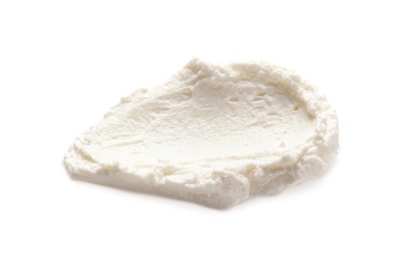 Photo of Smear of tasty cream cheese on white background