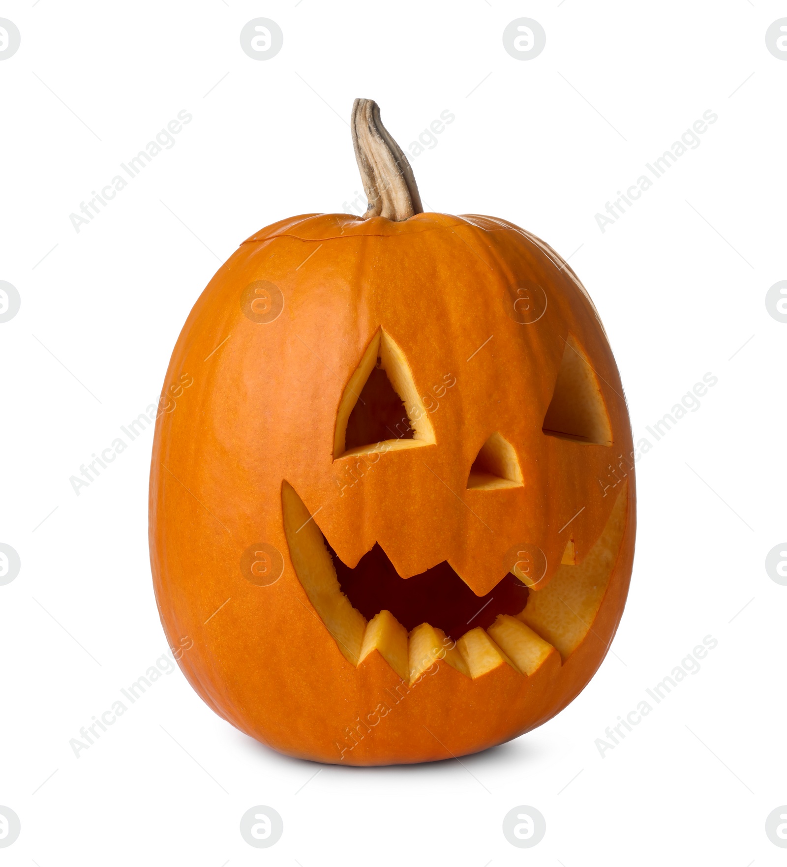 Photo of Carved pumpkin for Halloween isolated on white