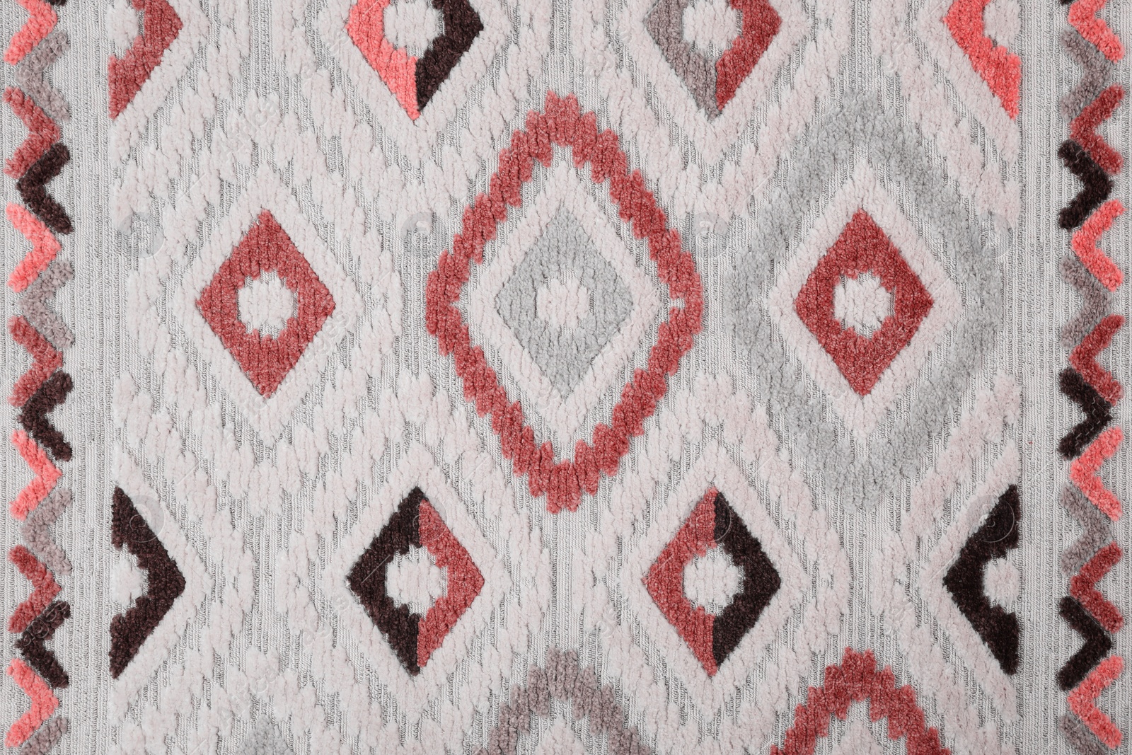 Image of Soft carpet with beautiful pattern as background, top view