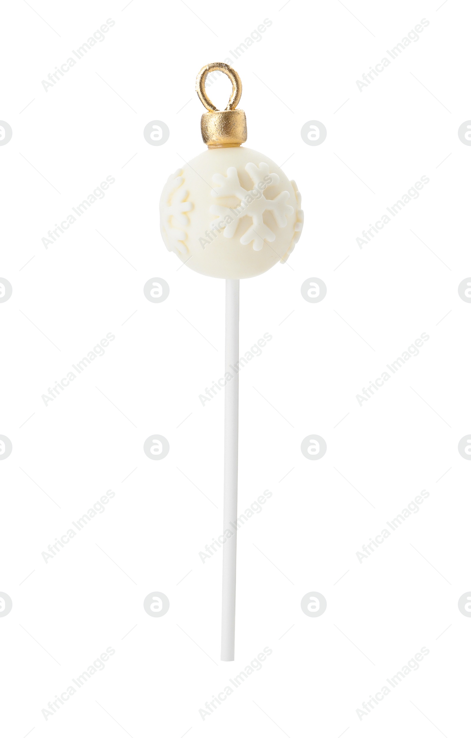 Photo of Delicious Christmas ball cake pop isolated on white