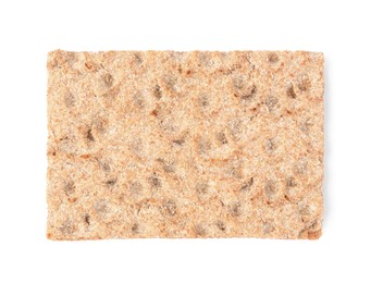 Photo of Fresh crunchy crispbread on white background, top view