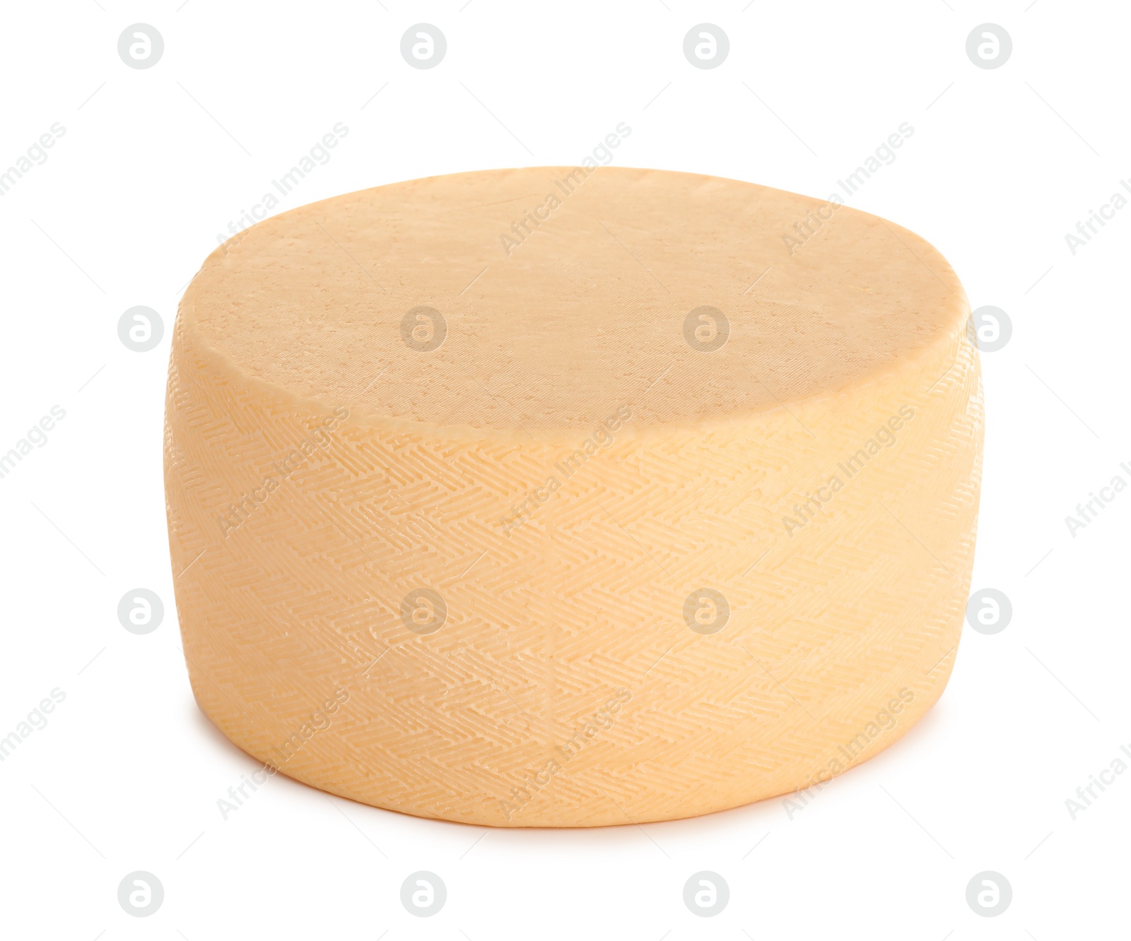 Photo of Head of tasty fresh cheese on white background