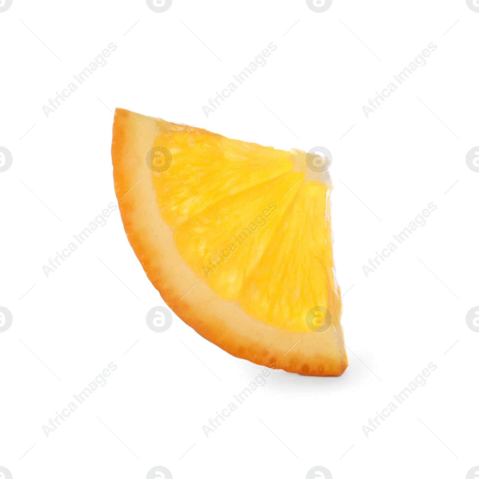 Photo of Slice of ripe orange isolated on white